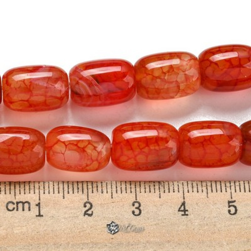 Agate Coloana Dragon Veins Portocaliu-Rosu 13X10mm -4 buc