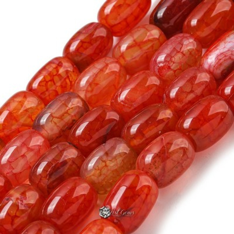 Agate Coloana Dragon Veins Portocaliu-Rosu 13X10mm -4 buc