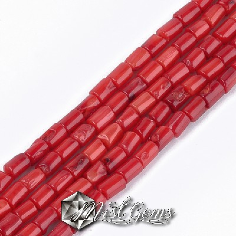 Coral Bamboo tubular rosu  5~5.5x4mm-20 Buc