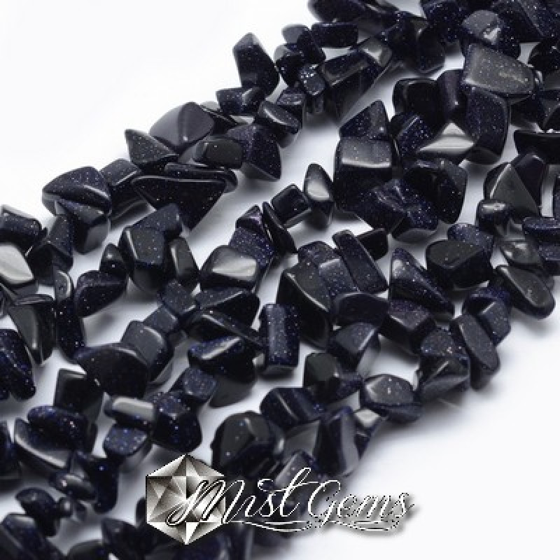 Chipsuri Mici Goldstone Bleumarin, 1.5~4.5x3~13x2.5~8mm-1sir 37cm