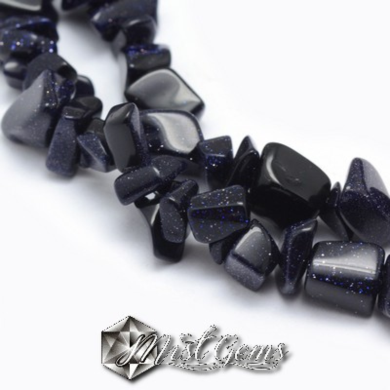 Chipsuri Mici Goldstone Bleumarin, 1.5~4.5x3~13x2.5~8mm-1sir 37cm