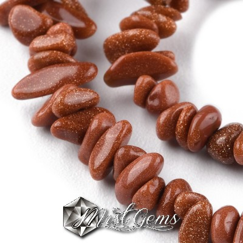 Chipsuri Mici Goldstone Maro, 1.5~4.5x3~13x2.5~8mm-1sir 37cm