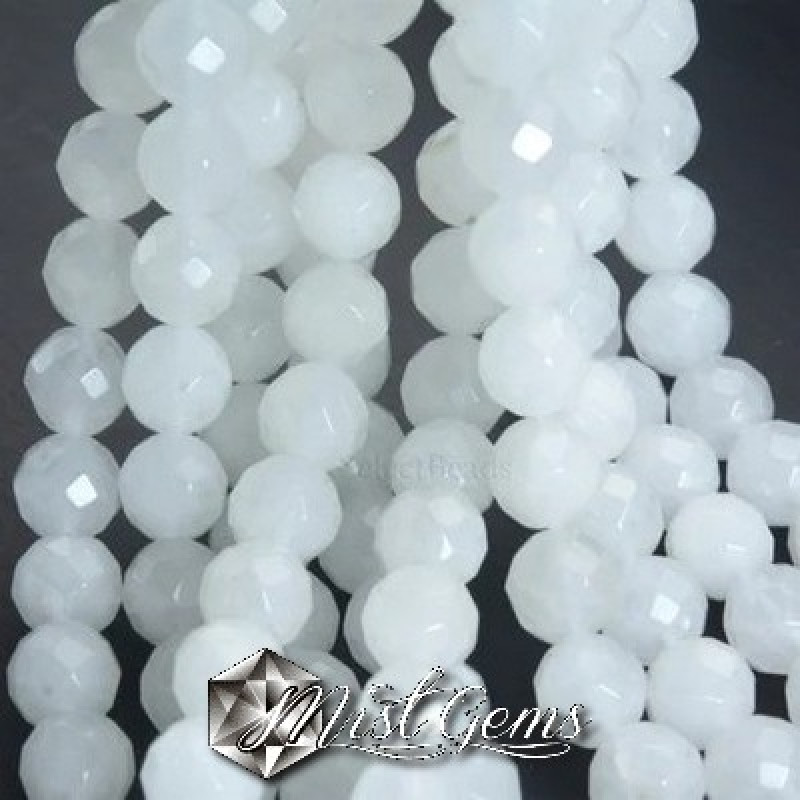 Jad sfere fatetate 4mm alb -20 buc