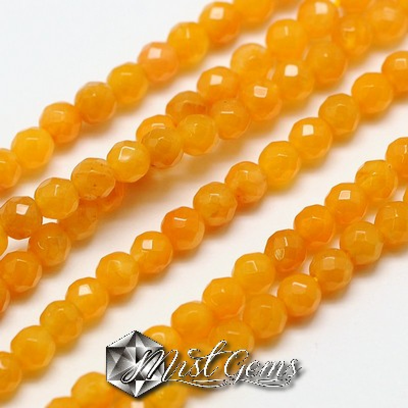 Jad Sfere Fatetate 3mm Galben Orange-20 buc