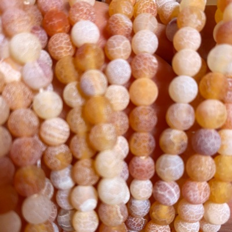 Agate Sfere  (Crackle) Erodate Crem-Maro 6mm-50 buc
