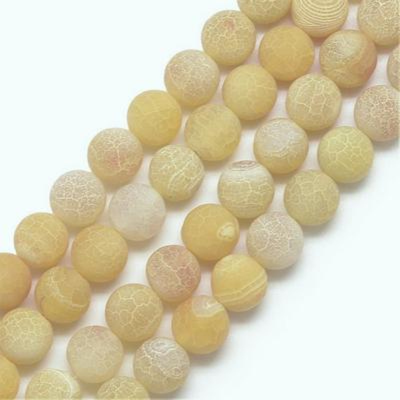 Agate Sfere  (Crackle) Erodate Galben Deschis 4mm-50 buc