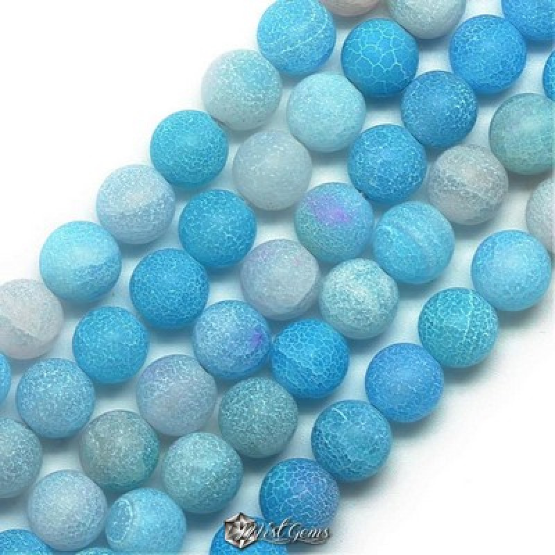Agate Sfere  (Crackle) Erodate Alb-Bleu-Albstru 4mm-50 buc