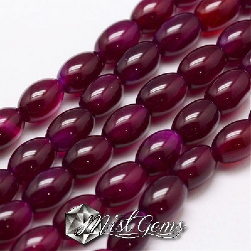 Agate "boaba de orez" grenat-mov 11-12X7-8mm -10 buc