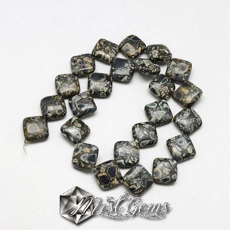 Turcoaz stabilizat mozaic romb  14X14mm-10 buc.