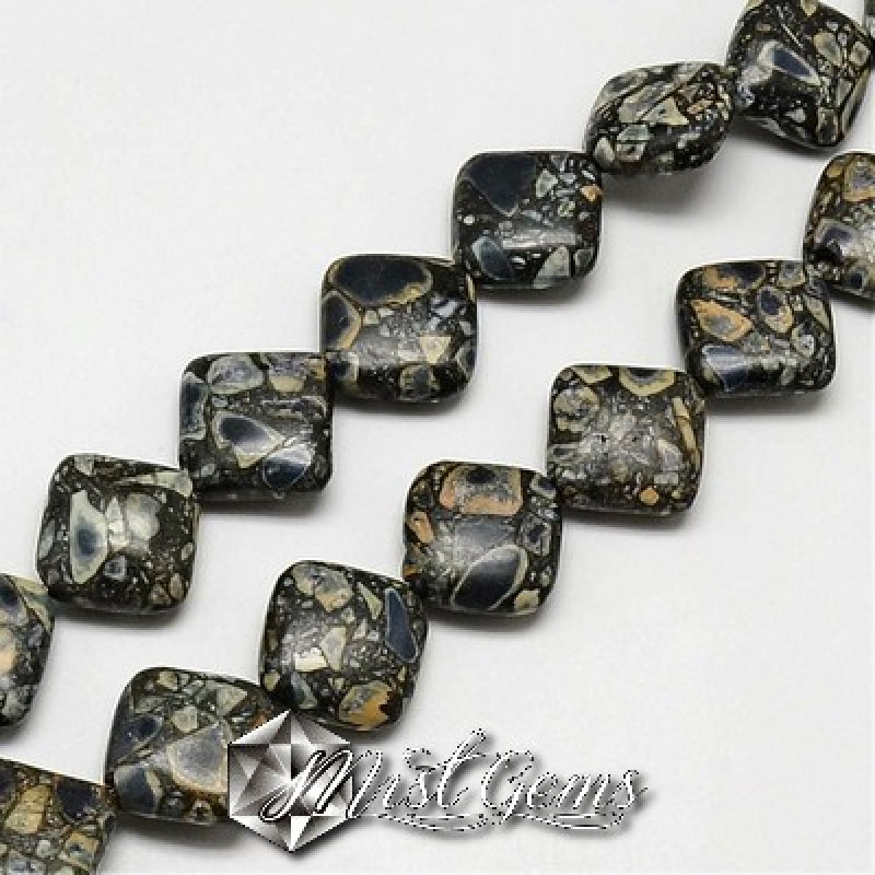 Turcoaz stabilizat mozaic romb  14X14mm-10 buc.