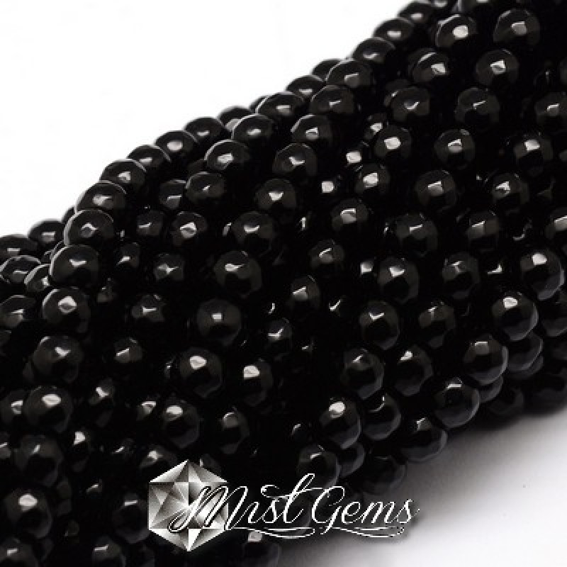 Agate sfere fatetate negre 6 mm -10 buc