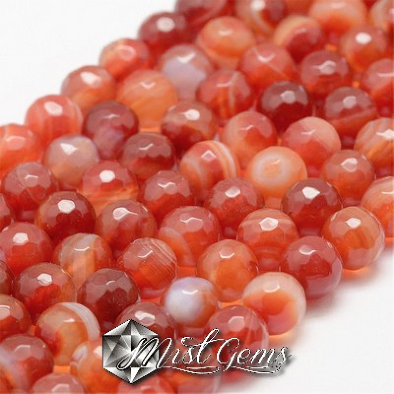 Agate sfere fatetate orange striped 4 mm -20 buc