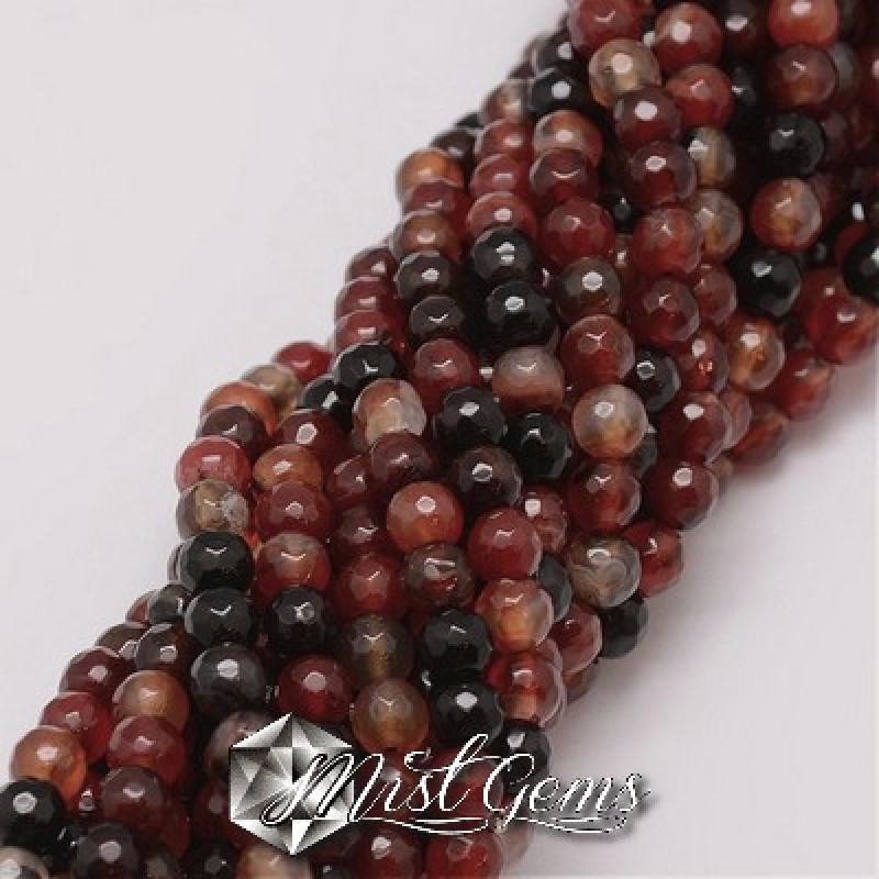 Agate sfere fatetate nuante de maro 6 mm -10 buc