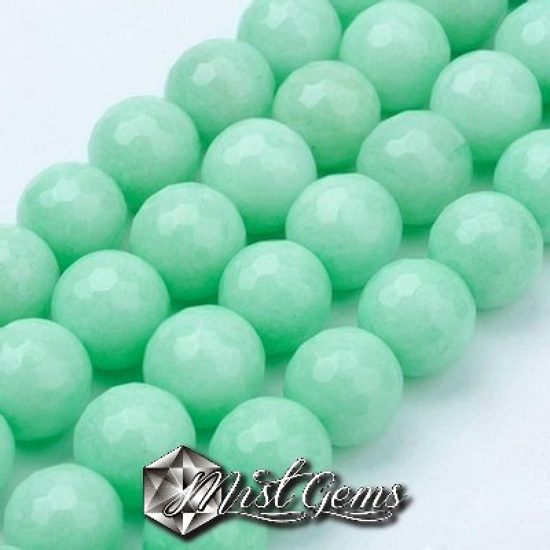 Jad Malaysian sfere fatetat bleu-verde 6mm -10 buc