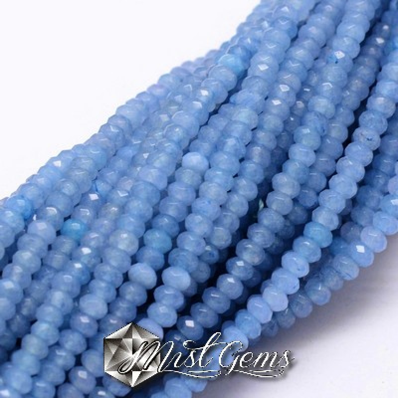 Jad rondele fatetate albastru 3-4x2~3mm-15buc.