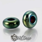 Hematit rondele cu gaura larga culoare verde iris -14X6mm-4 buc