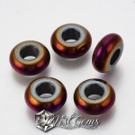 Hematit rondele cu gaura larga culoare mov iris -14X6mm-4 buc