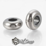 Hematit rondele cu gaura larga culoare argintiu -14X6mm-4 buc