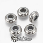Hematit rondele cu gaura larga culoare argintiu -14X6mm-4 buc