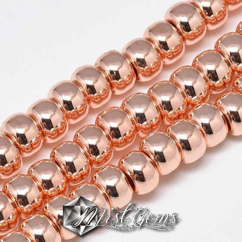 Hematit rondele cu gaura larga culoare aur roz -6X4mm-20 buc