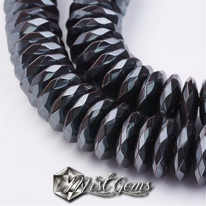 Hematit rondele fatetate,heishi, culoare  gunmetal -12X3mm-10 buc