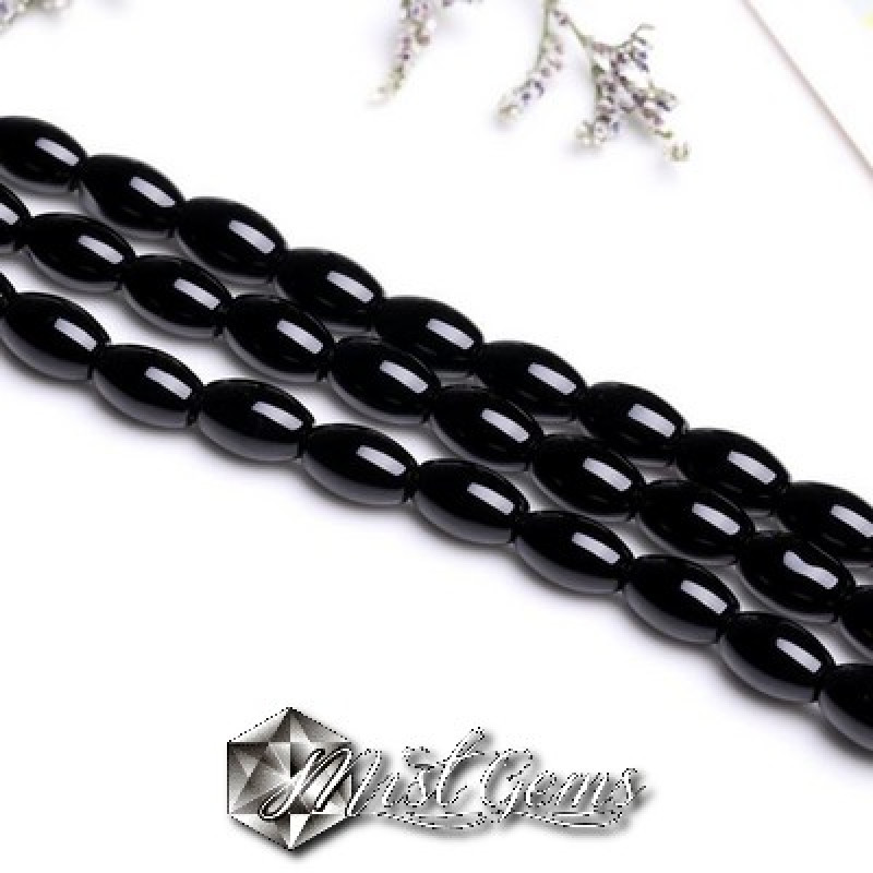 Agate "boaba de orez" negre 14X11mm -10 buc