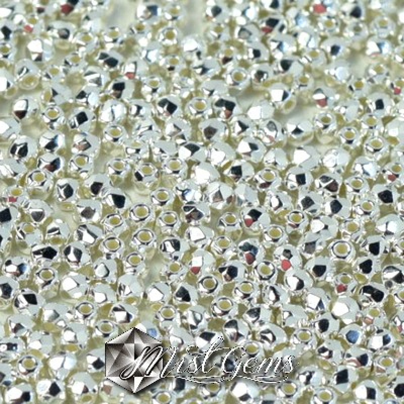 Margele Fire Polished 2mm Crystal Silver Plated-50 buc