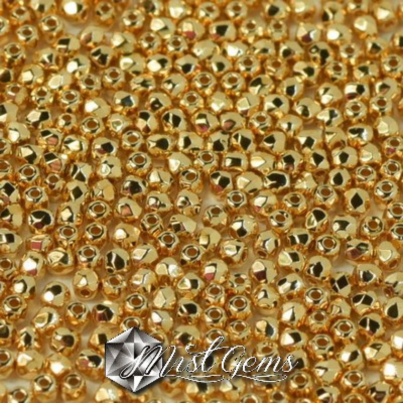 Margele Fire Polished 2mm Crystal 24kt Gold Plated-50 buc
