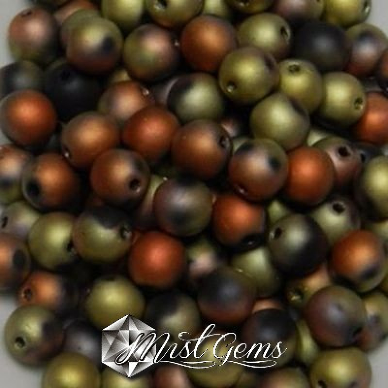 Sfere Sticla-Jet California Gold Rush Matted-4mm-50 buc.
