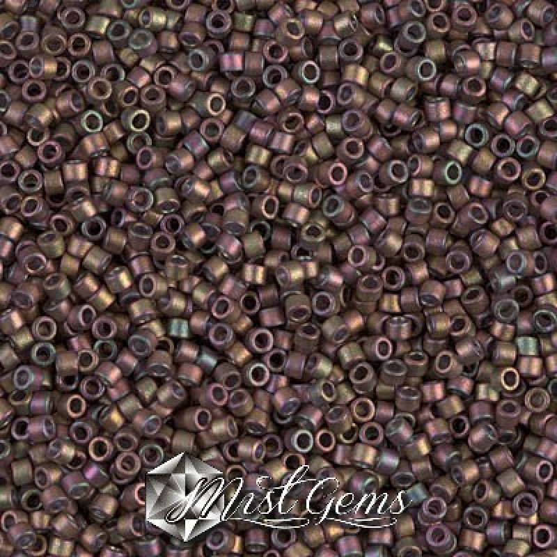 Delica 11/0 DB 0380 Matted Metallic Green/Pink