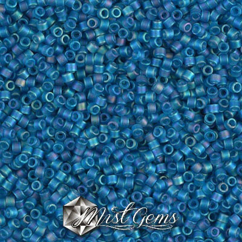 Delica 11/0 DB 0862  Matted Transparent Capri Blue AB