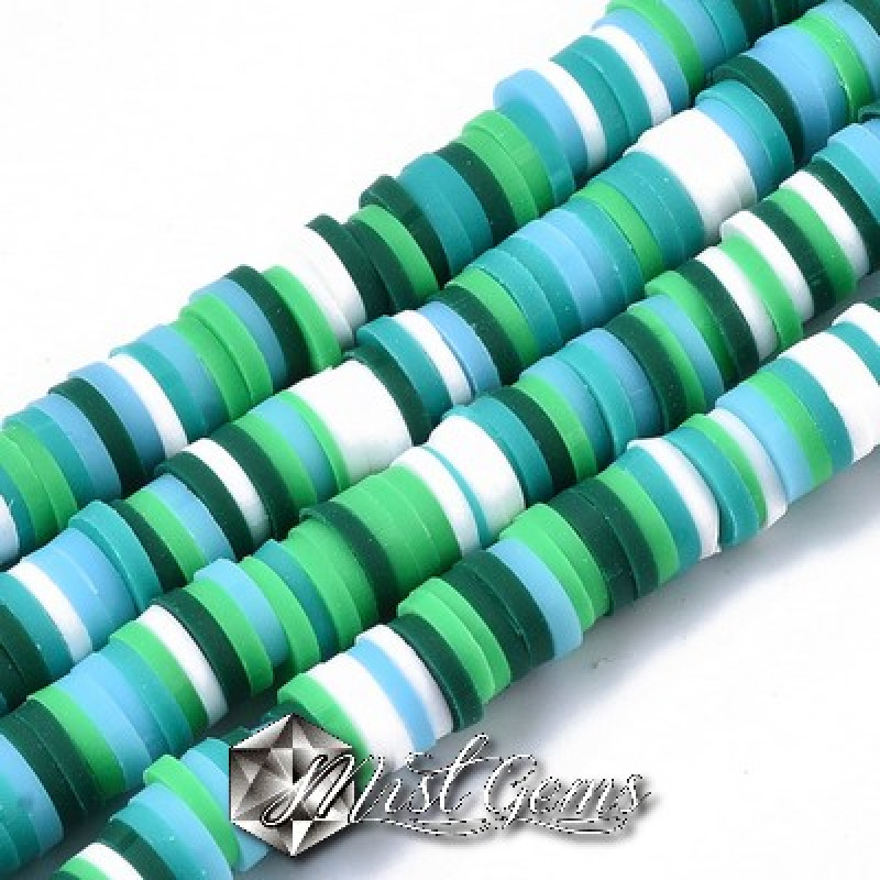 Discuri din argila polimerica-vinil-6mm,multicolore,predominant verde
