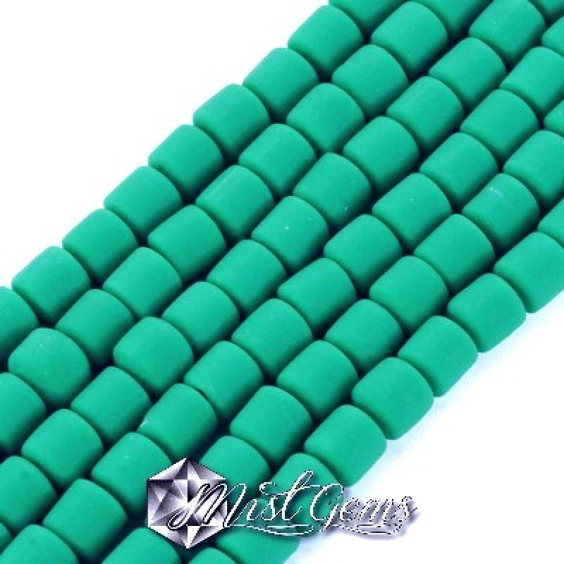 Margele cilindrice din argila polimerica-vinil-6.5X6mm,verde-20 buc