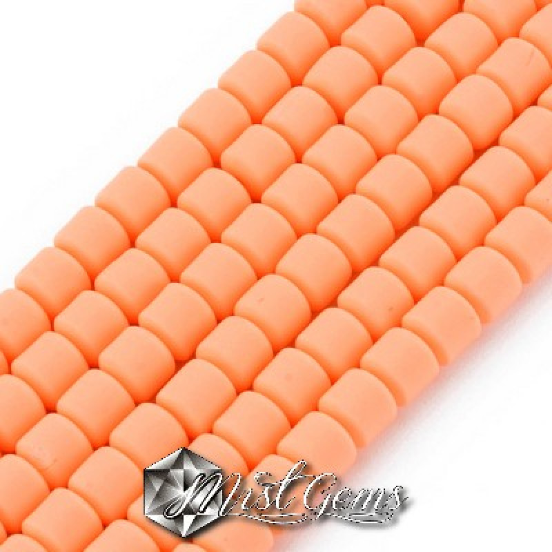 Margele cilindrice din argila polimerica-vinil-6.5X6mm,orange-20 buc