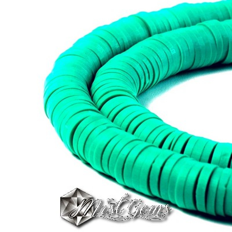 Discuri din argila polimerica-vinil-6mm,verde turcoaz neon