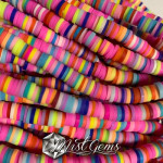 Discuri din argila polimerica-vinil-6mm,multicolore,predominant roz