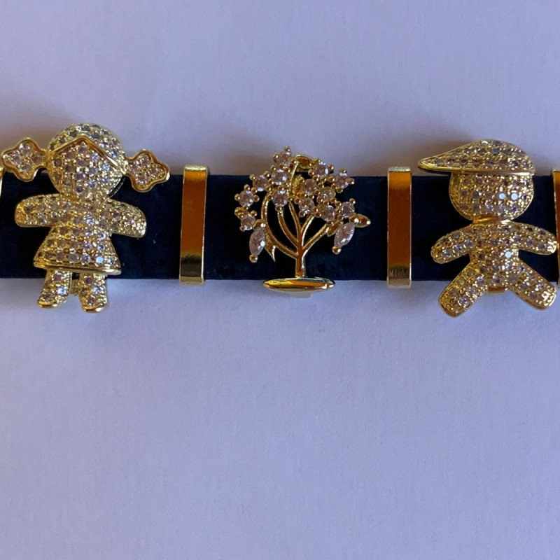 Slider Pomul Vietii Auriu Placat cu Cubic Zirconia-Pentru Banda