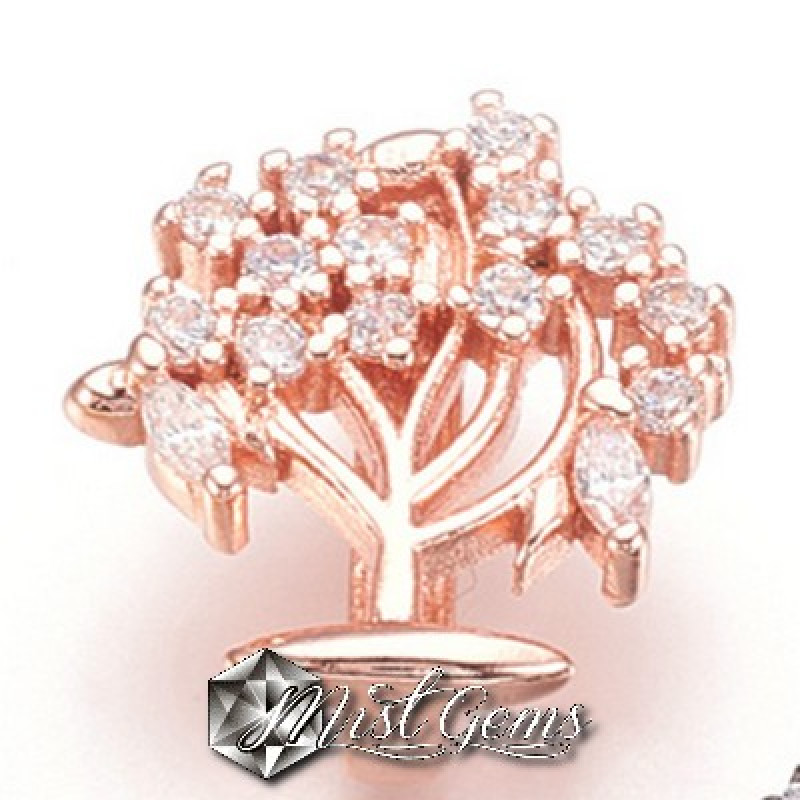 Slider Pomul Vietii Aur Roz Placat cu Cubic Zirconia-Pentru Banda