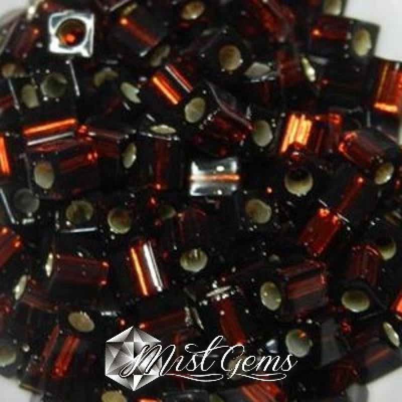 Miyuki Square Beads SB0005 Dark Topaz Silver Lined-4mm