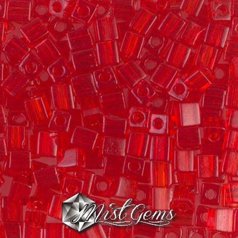 Miyuki Square Beads SB0140 Transparent Medium Red-4mm