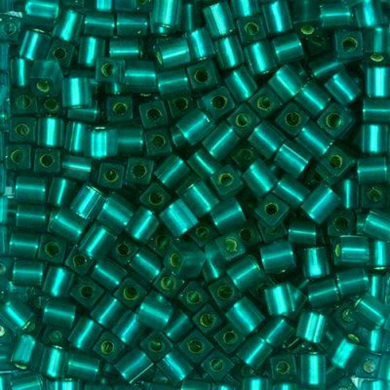 Miyuki Square Beads SB2425F Matte Silver Lined Teal-4mm