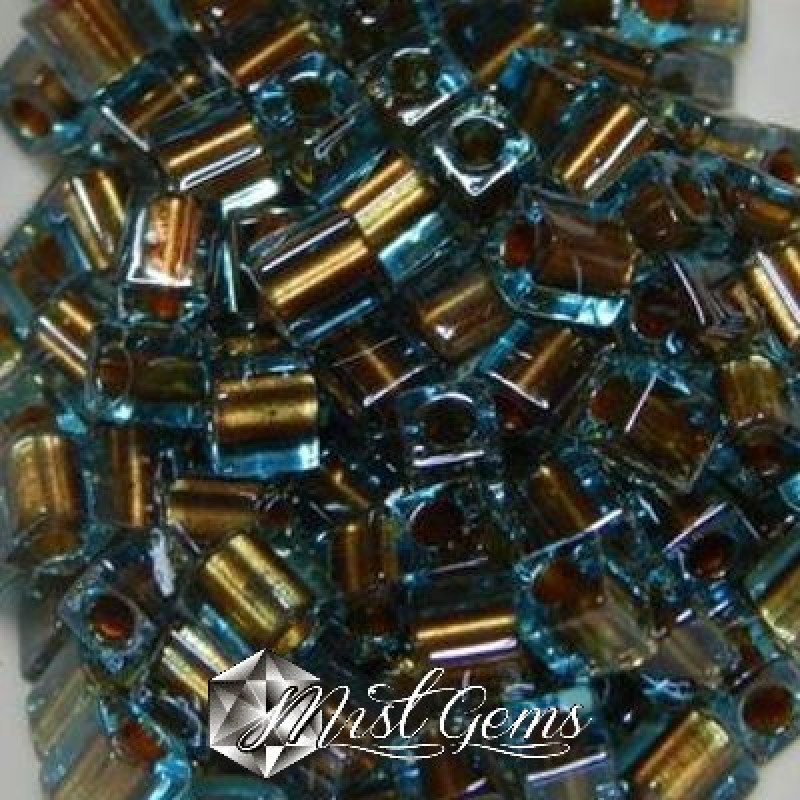Miyuki Square Beads SB2642 Brown Blue Lined 4mm