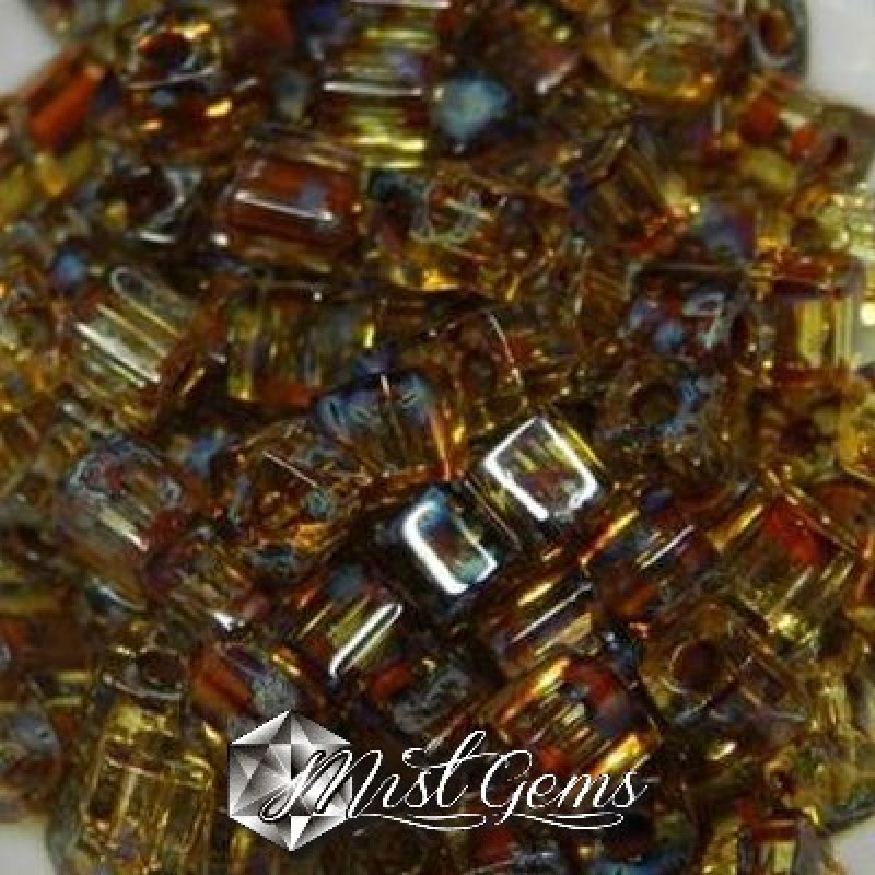 Miyuki Square Beads SB4501 Picasso Transparent Saffron-4mm