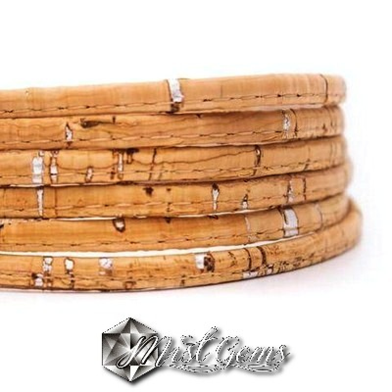Snur din pluta plat 5mm,natur-argintiu -0.2m
