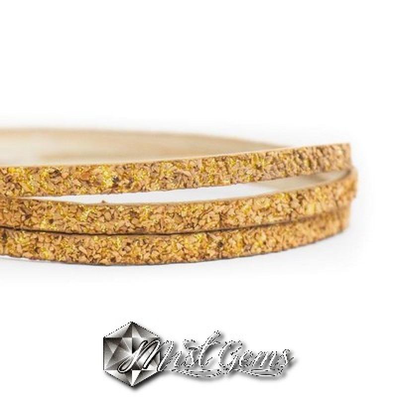 Banda foaie aurie cu bucati din pluta 5,3X2,8 mm natur-auriu -0.2m