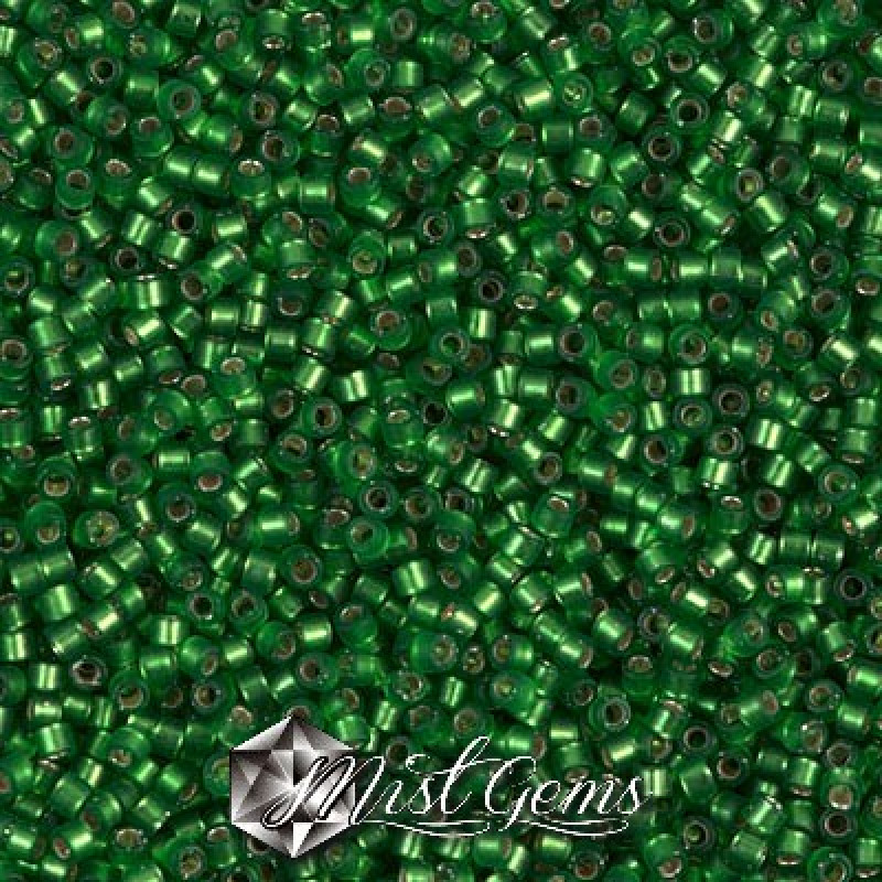 Delica 11/0 DB 0688 Dyed Semi-Frosted Silverlined Green