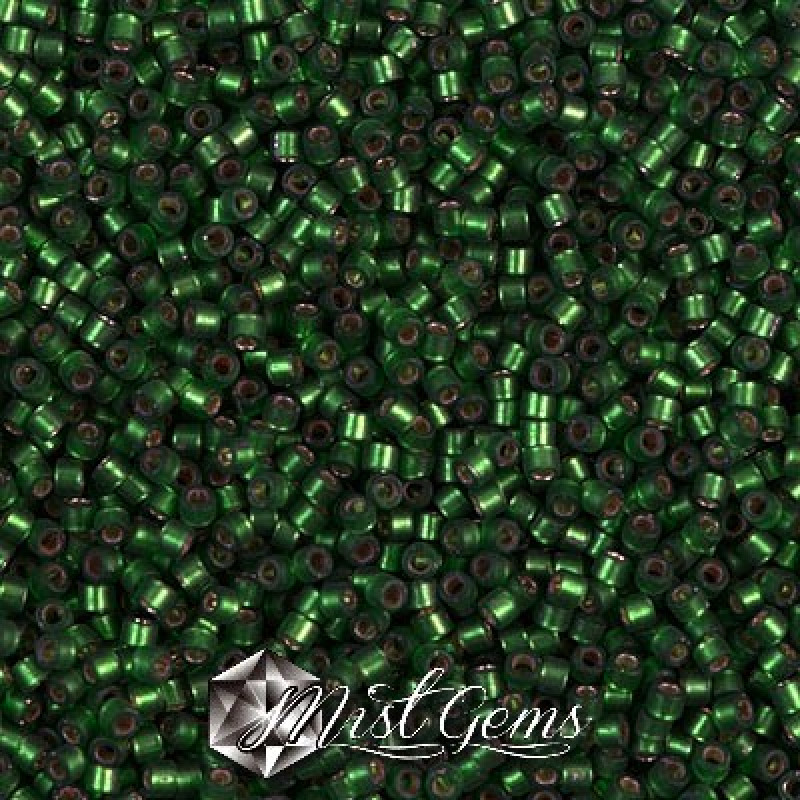 Delica 11/0 DB 0690  Dyed Semi-Frosted Silverlined Leaf Green
