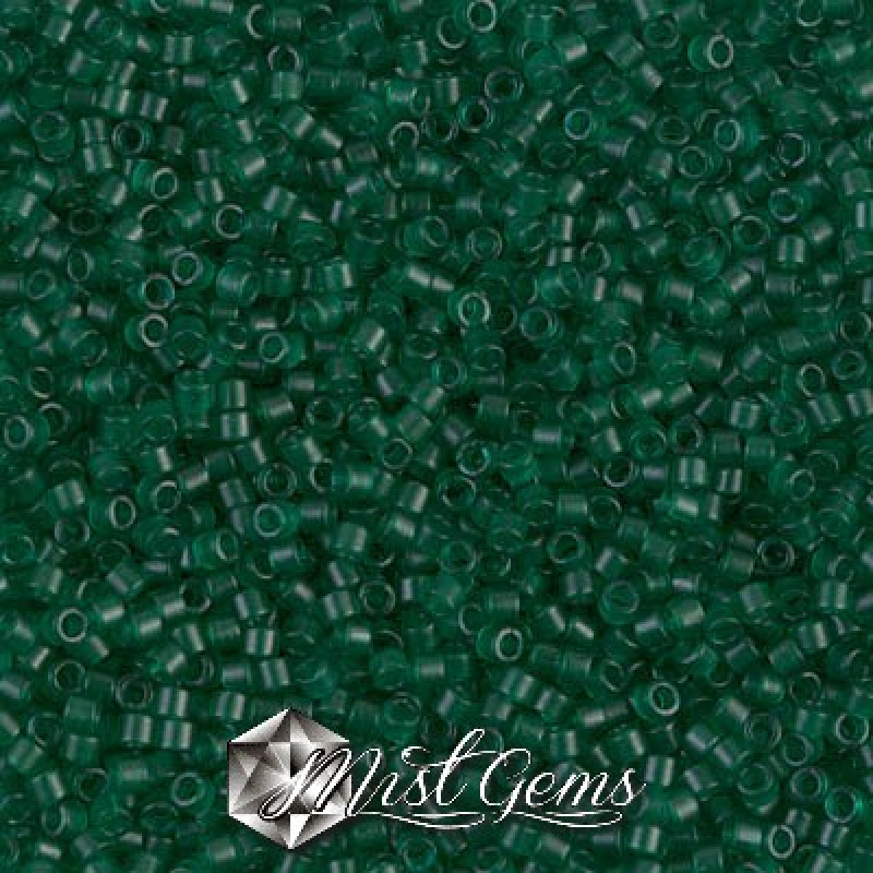Delica 11/0 DB 0776 Dyed Semi-Frosted Transparent Emerald