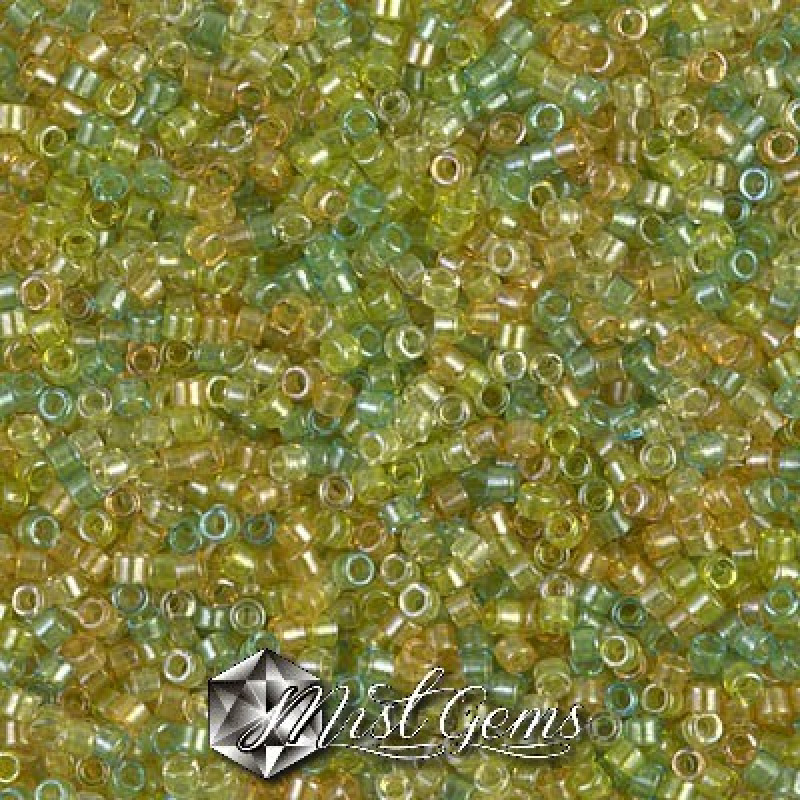 Delica 11/0 DB 0983 Lined Amber/Peridot Mix