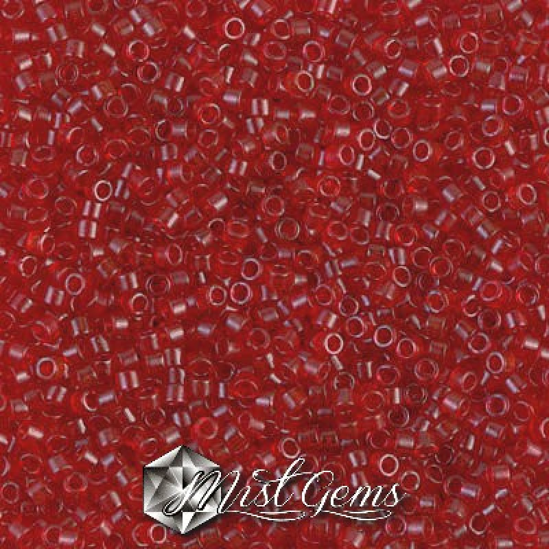 Delica 11/0 DB 0774 Dyed Semi-Frosted Transparent Red